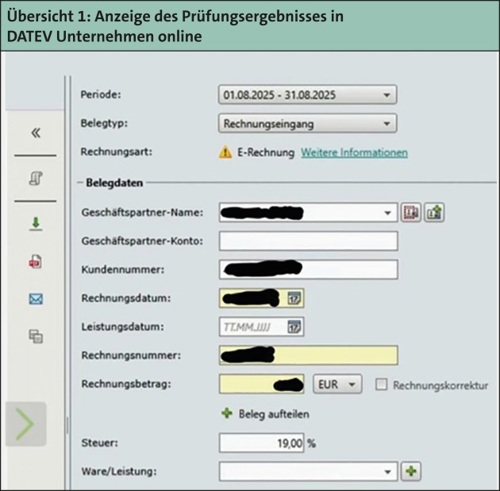 Prüfungsergebnisse in DATEV Unternehmen online