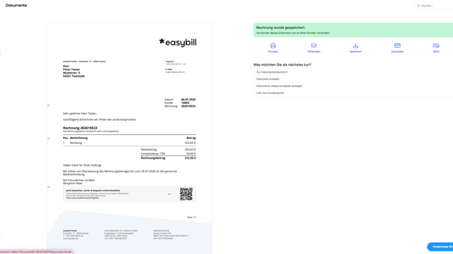 Fertiggestellte Rechnung mit Zahlungslink (2)
